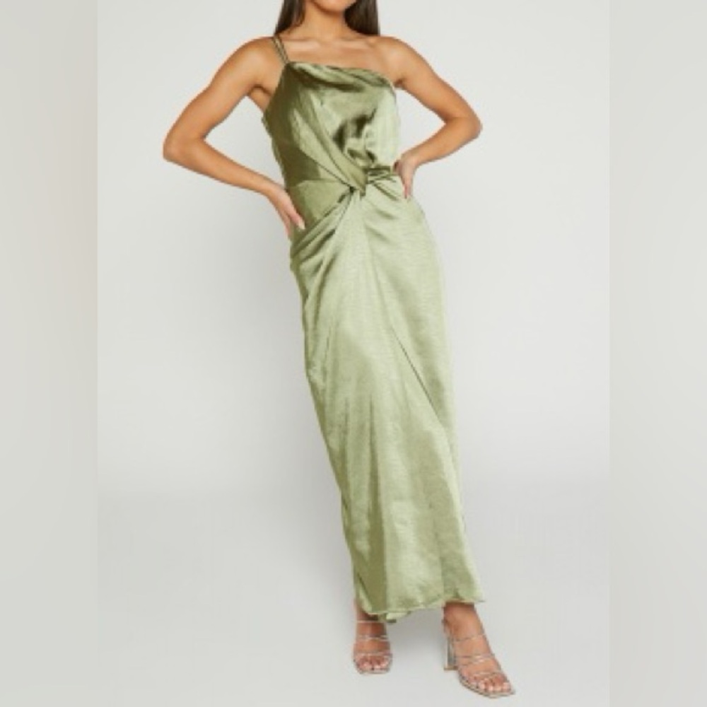 Showpo eatelle  midi dress asymmetrical sage green